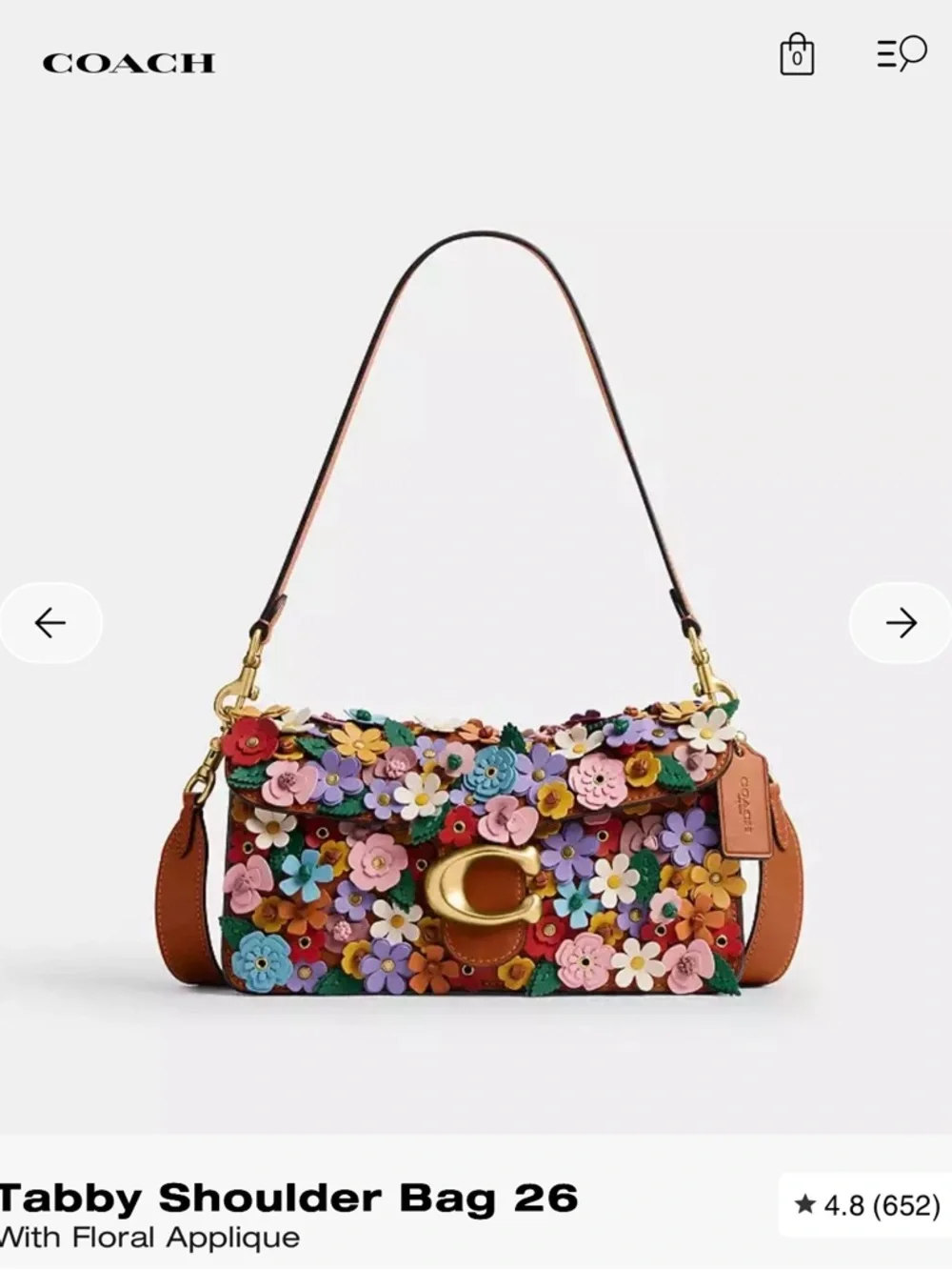 Coach Tabby Shoulder Bag 26 With Floral Applique NWT Factory Packaging - Picture 1 of 13